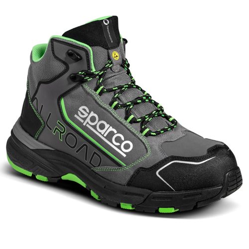 Sparco Allroad H Leap ESD S3S SR FO HRO munkavédelmi bakancs szürke zöld 45
